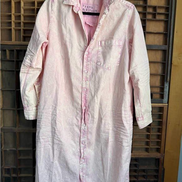 Pink Button-Up Shirt Dress - Picture 1 of 5